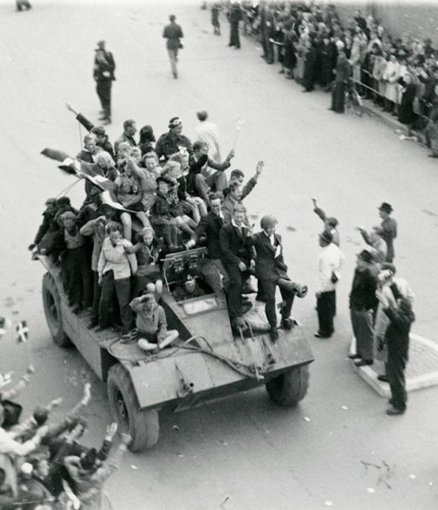 De første britiske tropper ankommer til Kolding efter befrielsen